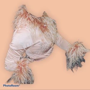 Blush pink pastel pink ostrich statement Blouse